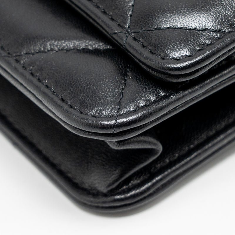 CHANEL 19 Wallet On Chain Lambskin Black Multicolour Hardware