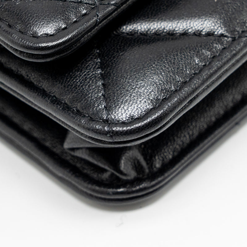 CHANEL 19 Wallet On Chain Lambskin Black Multicolour Hardware