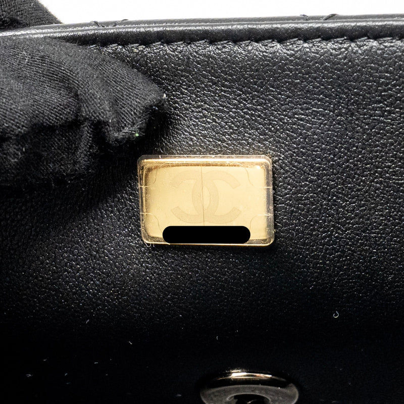 Chanel Top Handle Mini Rectangular Flap Bag Lambskin Black LGHW (microchip)