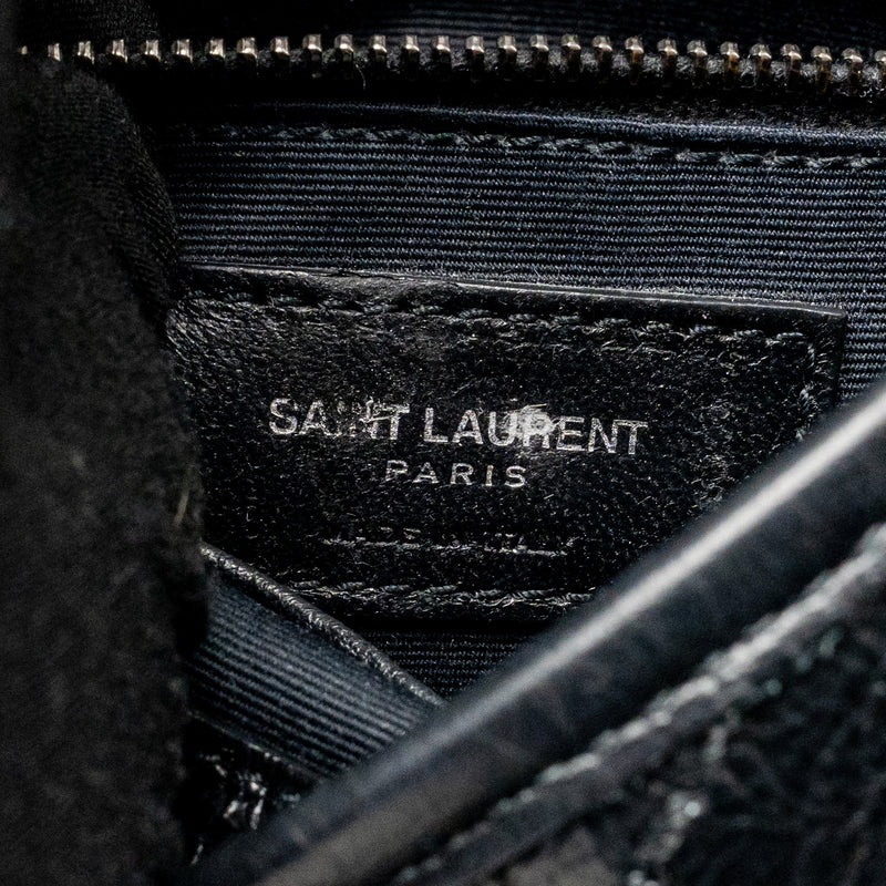 Saint Laurent / YSL Niki Chain Wallet Crinkled Calfskin Black SHW