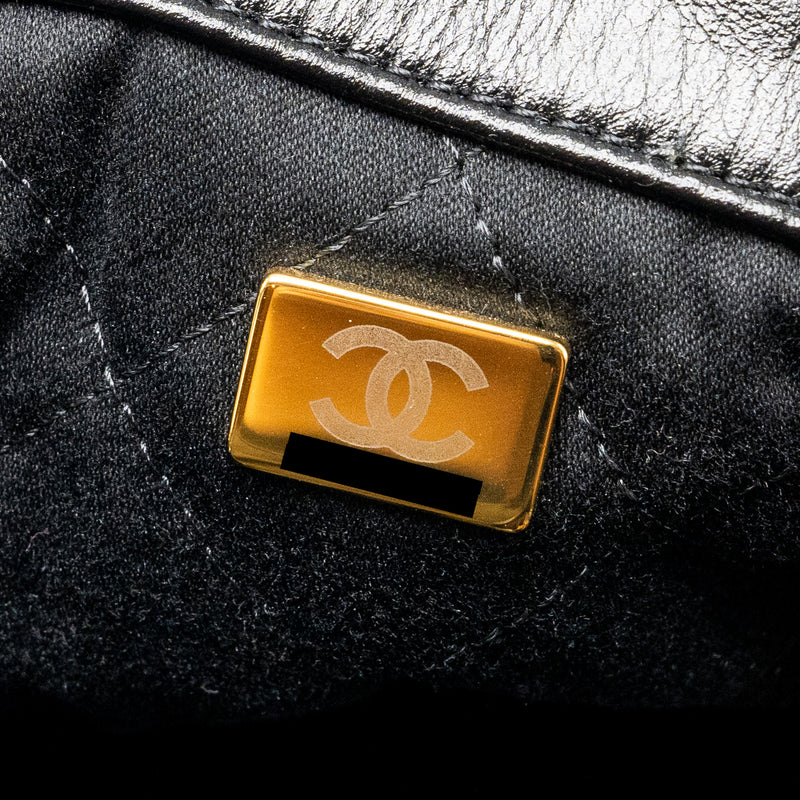 Chanel 22 Backpack Shiny Calfskin  Black GHW (Microchip)