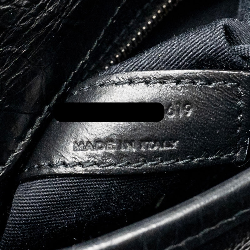 Saint Laurent / YSL Niki Chain Wallet Crinkled Calfskin Black SHW