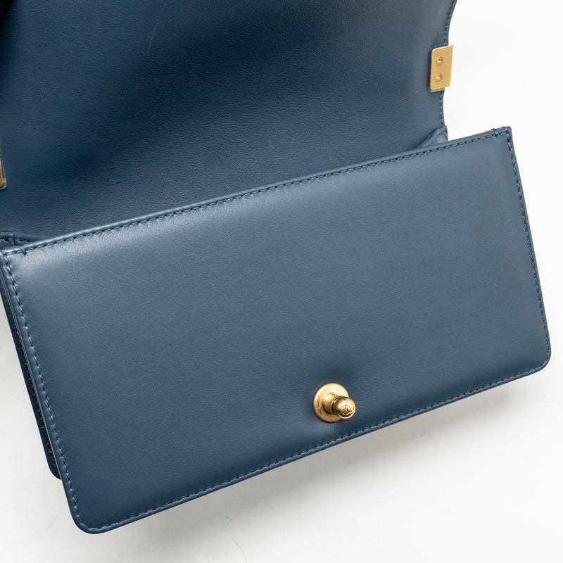 Chanel Top Handle Boy Bag Calfskin Blue GHW