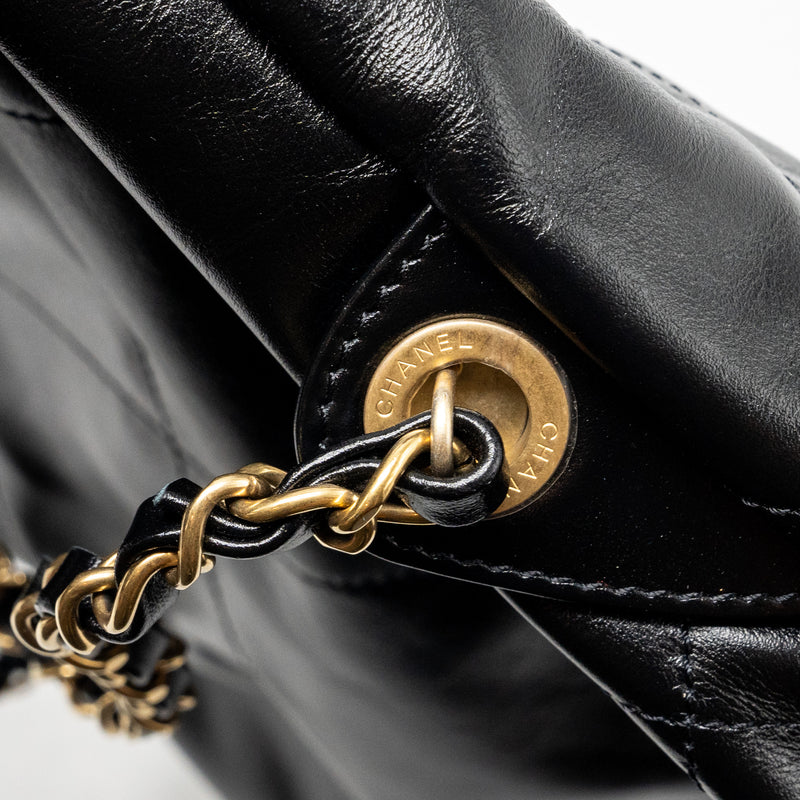 Chanel 22 Backpack Shiny Calfskin  Black GHW (Microchip)
