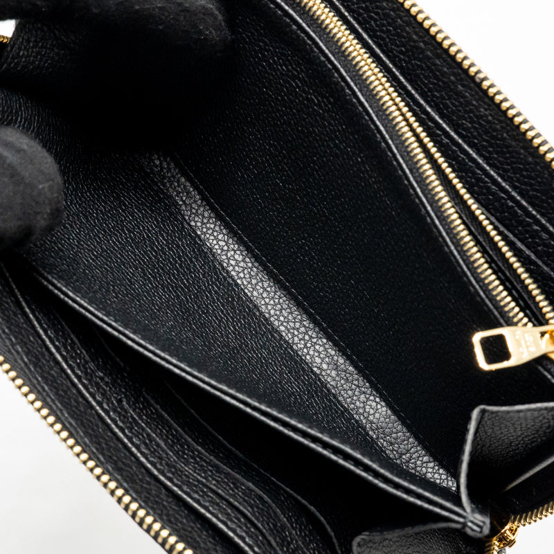 Louis Vuitton Zippy Long Wallet Embossed Monogram Empreinte Leather Black GHW
