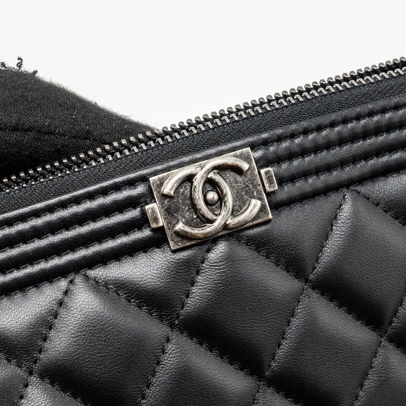 Chanel Boy Pouch Lambskin Black Ruthenium Hardware