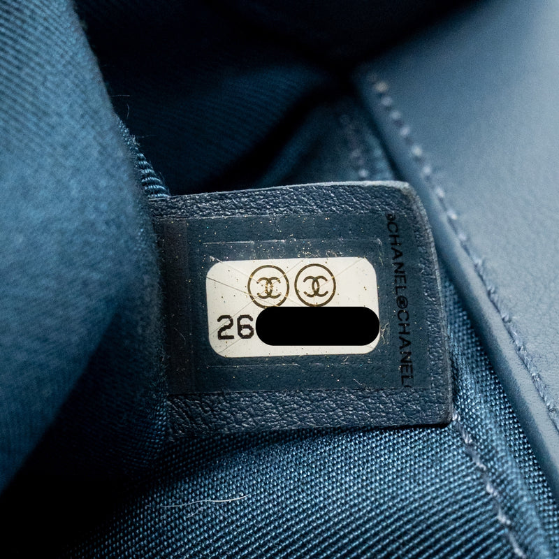 Chanel Top Handle Boy Bag Calfskin Blue GHW