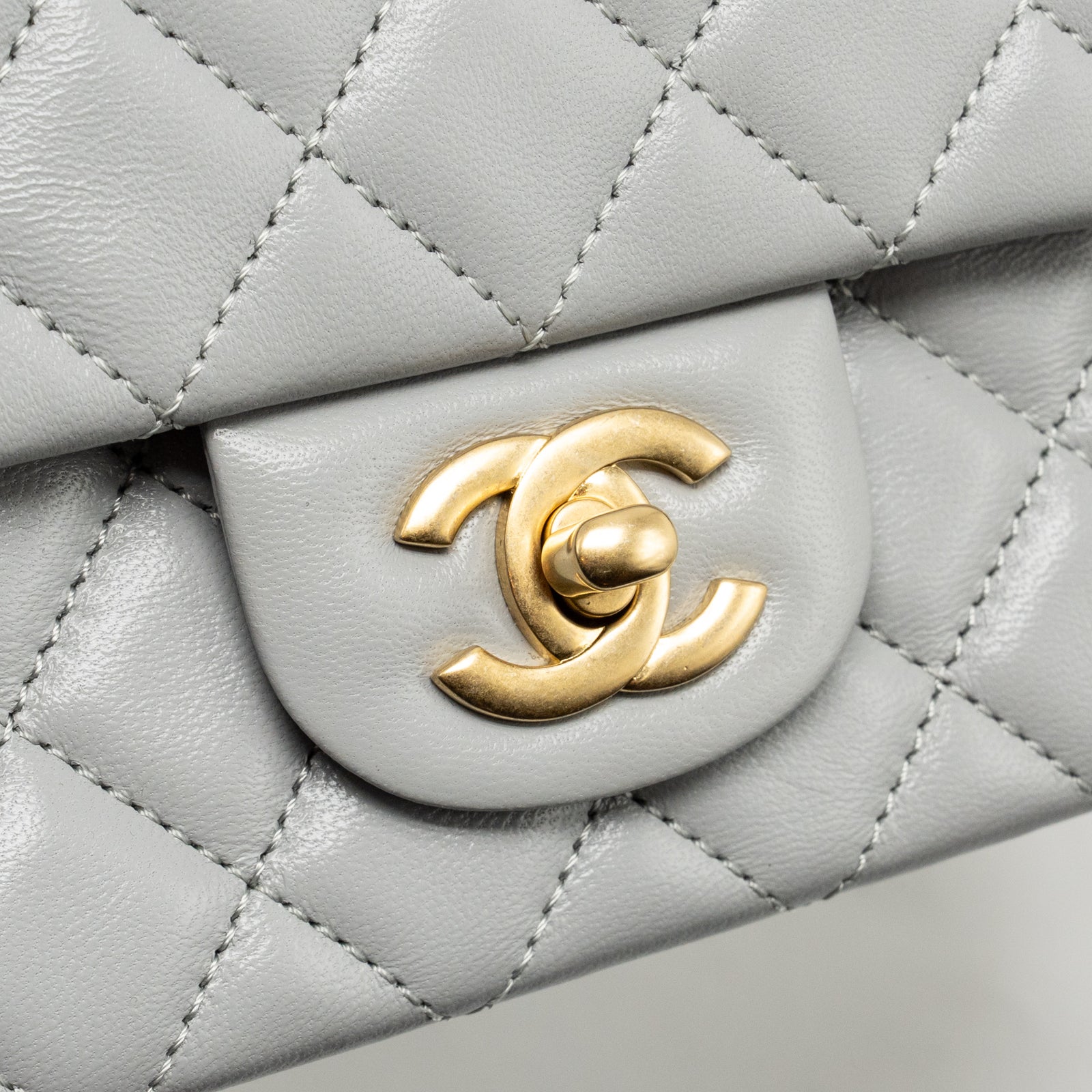 Chanel Pearl Crush Mini rectangular flap bag lambskin grey GHW (microc