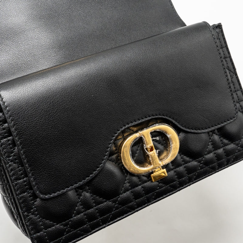 DIOR Small Dior Jolie Top Handle Bag Cannage Calfskin Black GHW