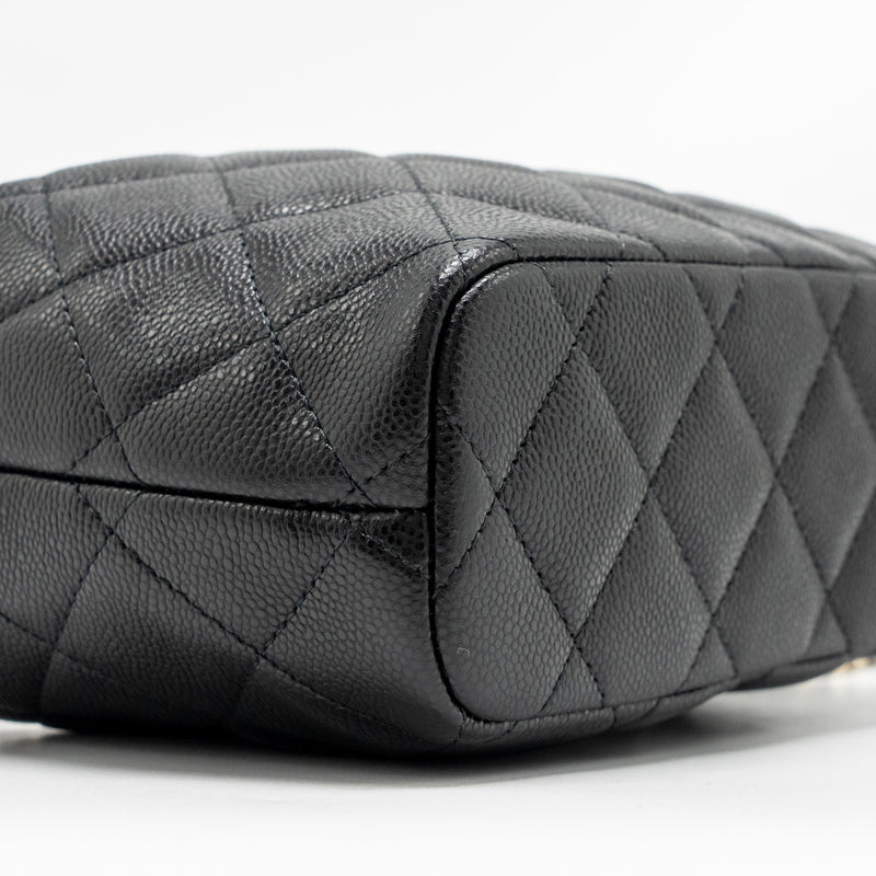 Chanel Quilted Hobo Bag with Chain Caviar Black LGHW (Microchip)