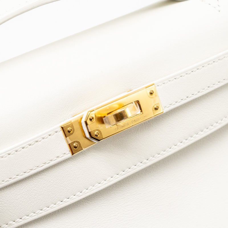 Hermes Kelly Pochette swift 01 Blanc GHW stamp U