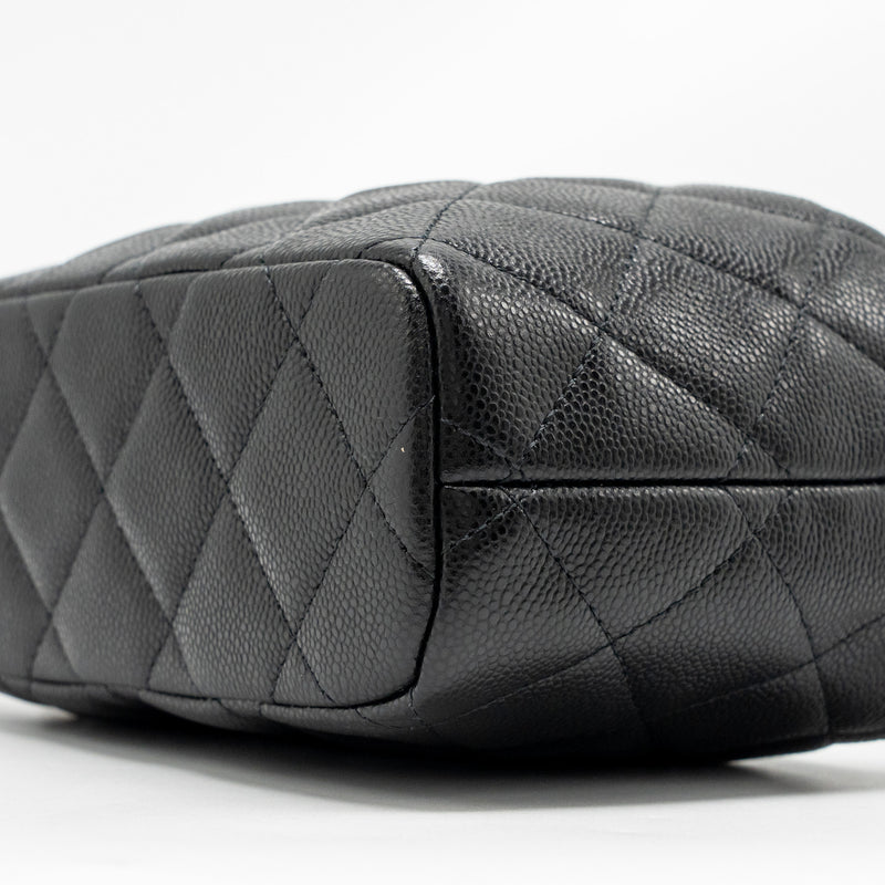 Chanel Quilted Hobo Bag with Chain Caviar Black LGHW (Microchip)