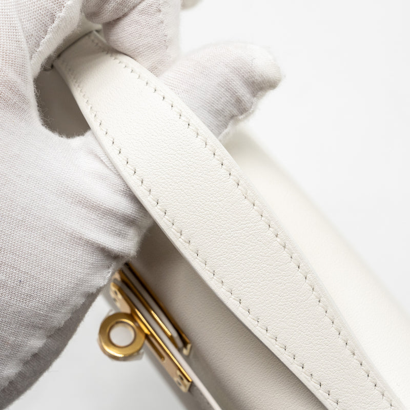 Hermes Kelly Pochette swift 01 Blanc GHW stamp U