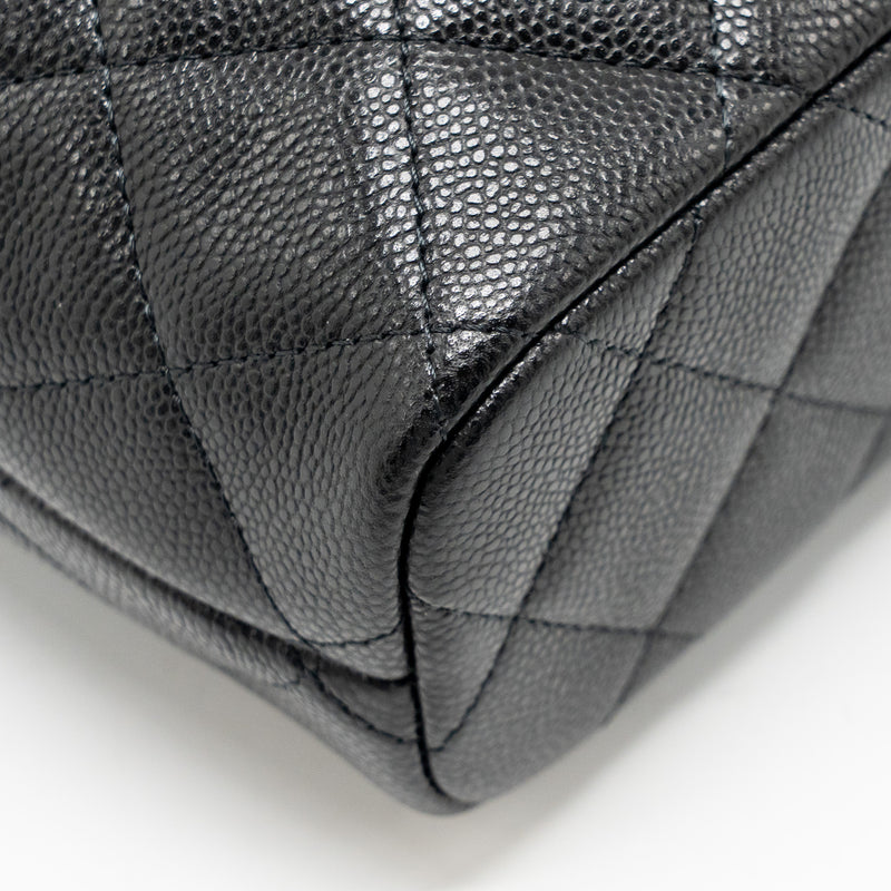 Chanel Quilted Hobo Bag with Chain Caviar Black LGHW (Microchip)