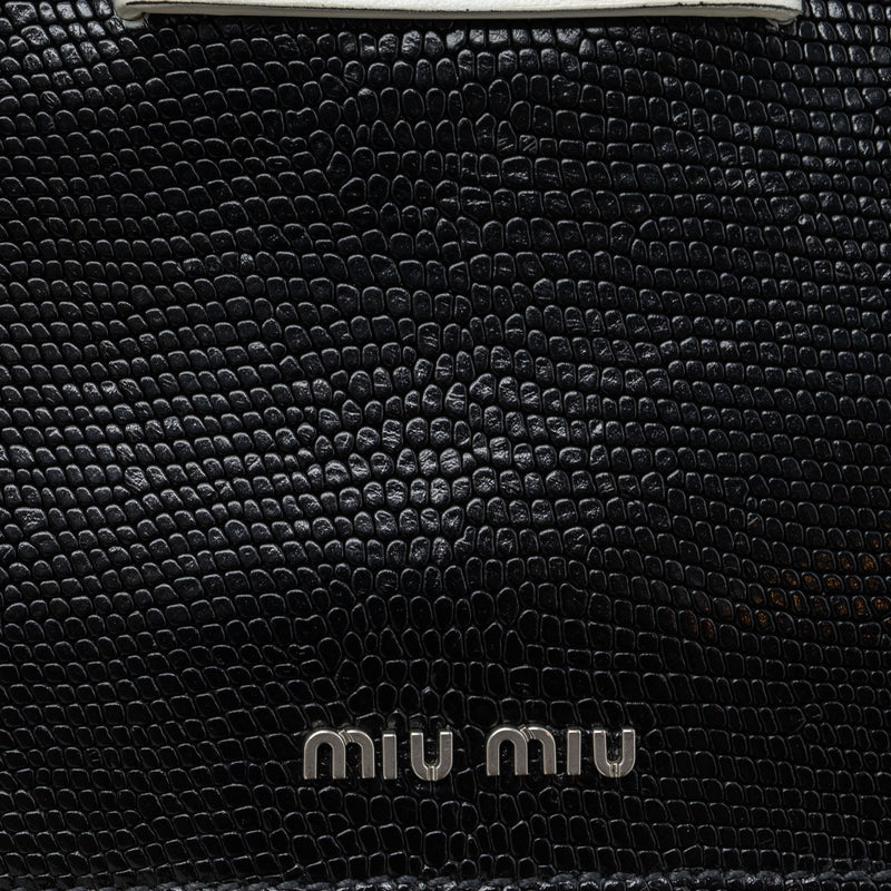 Miu Miu St.Lucertola Embossed Leather Black SHW