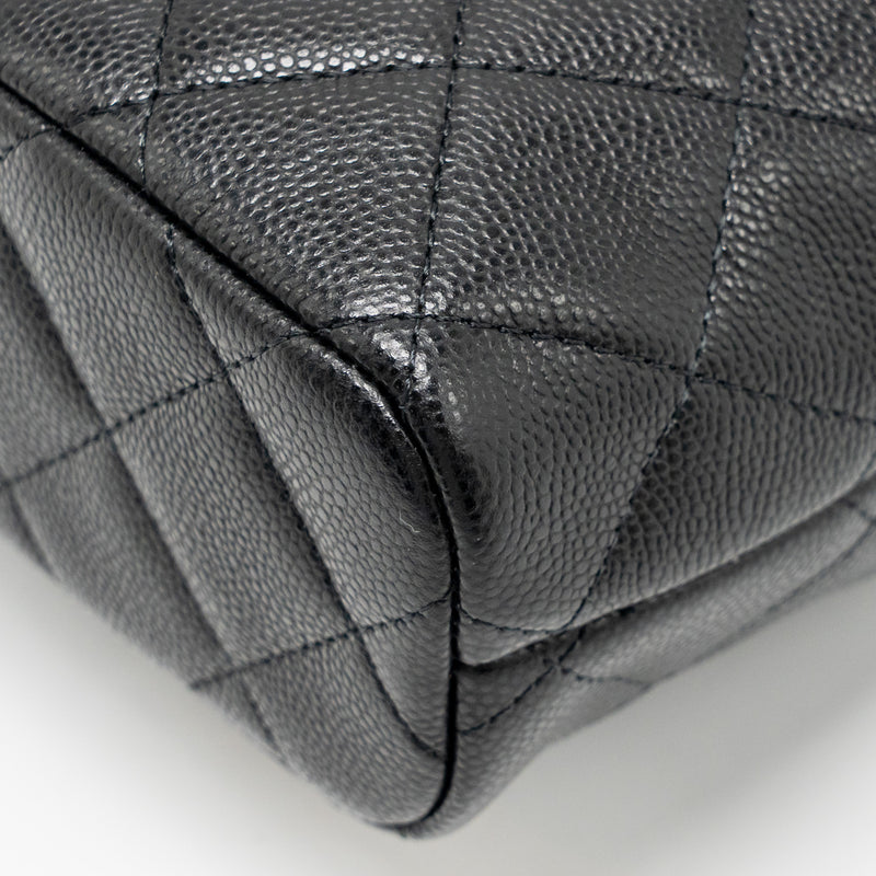 Chanel Quilted Hobo Bag with Chain Caviar Black LGHW (Microchip)