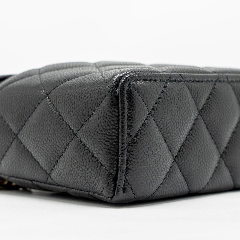 Chanel 25p CC top handle vanity with chain caviar black LGHW(microchip)