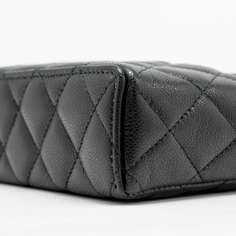 Chanel 25p CC top handle vanity with chain caviar black LGHW(microchip)