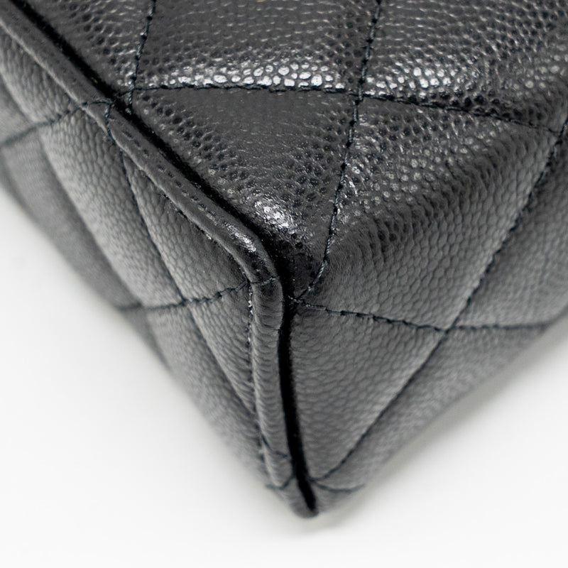 Chanel 25p CC top handle vanity with chain caviar black LGHW(microchip)