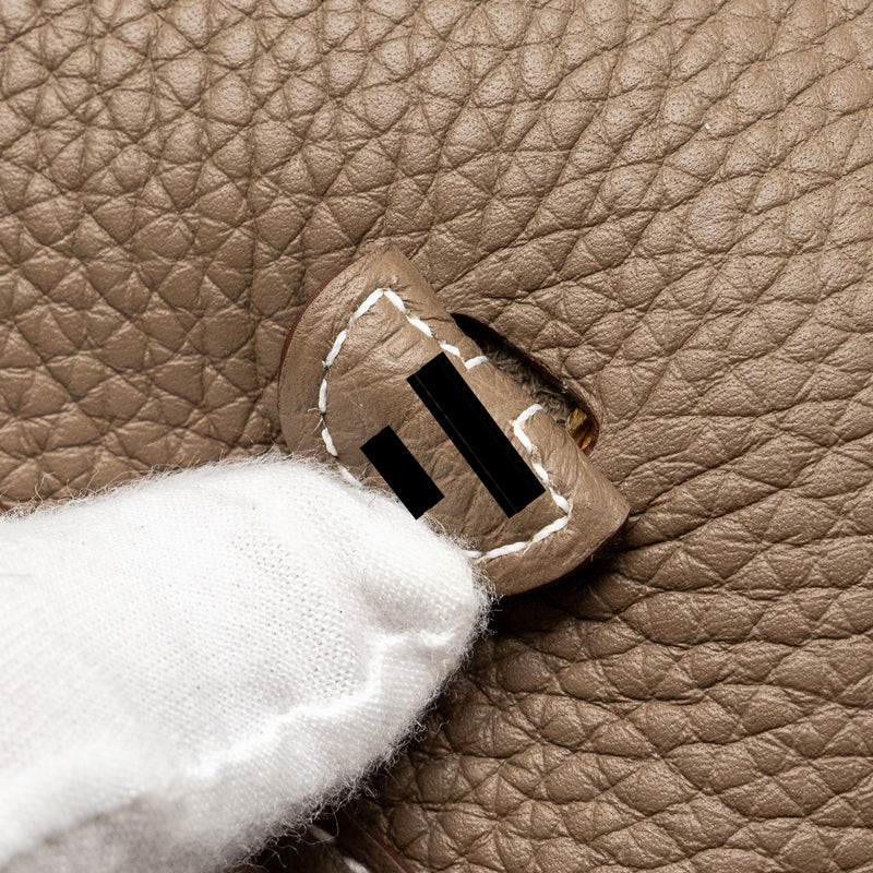 Hermes mini evelyn clemence etoupe/blue indigo GHW stamp U