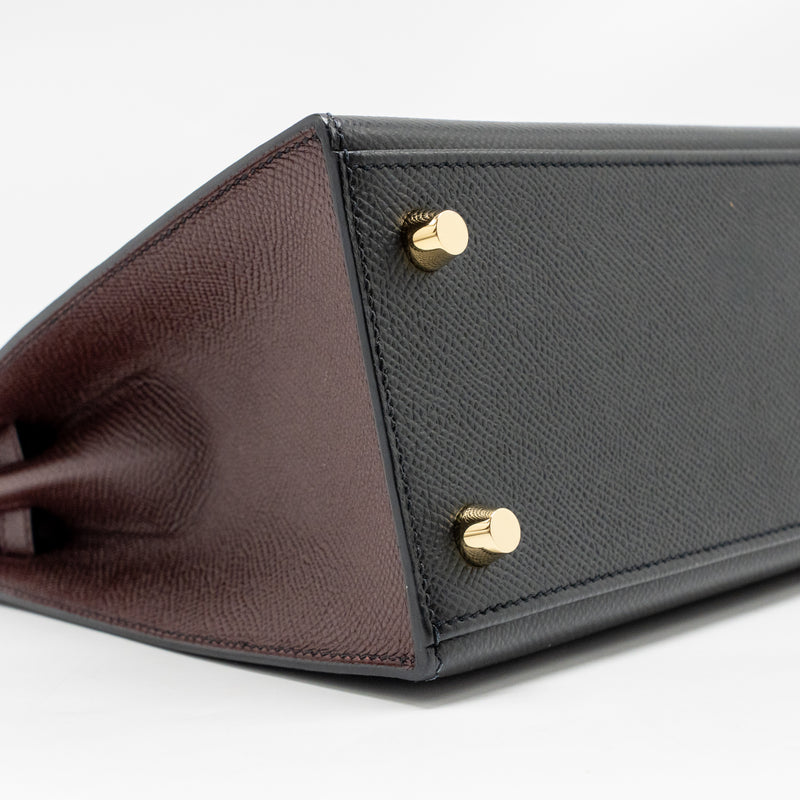 Hermes Kelly 25 Special Order Epsom Black/ Rouge H GHW Stamp Y