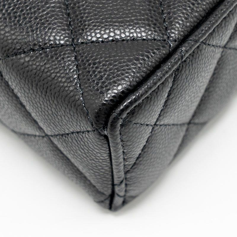 Chanel 25p CC top handle vanity with chain caviar black LGHW(microchip)