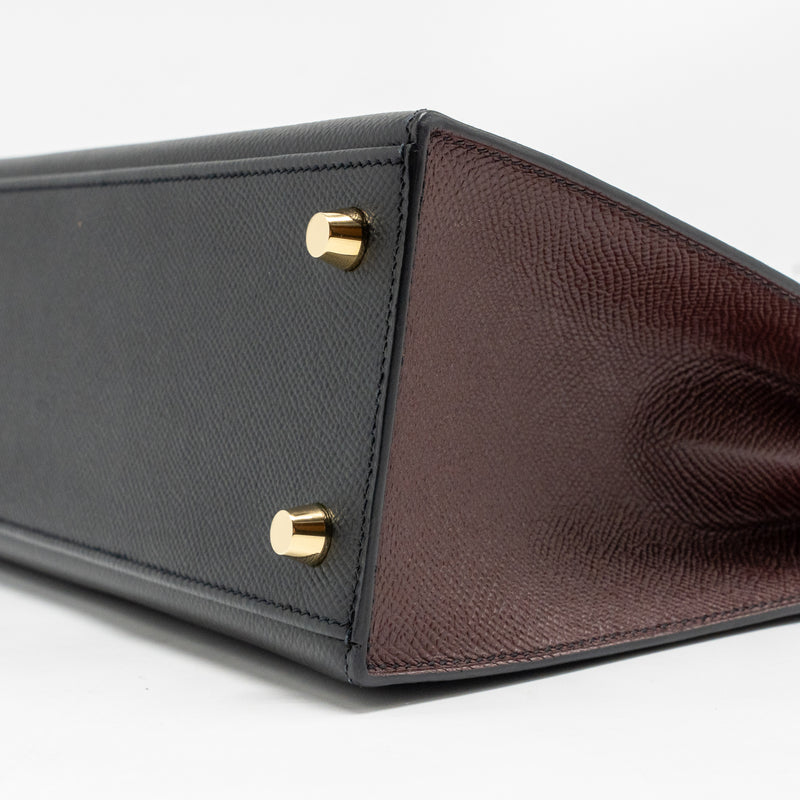 Hermes Kelly 25 Special Order Epsom Black/ Rouge H GHW Stamp Y