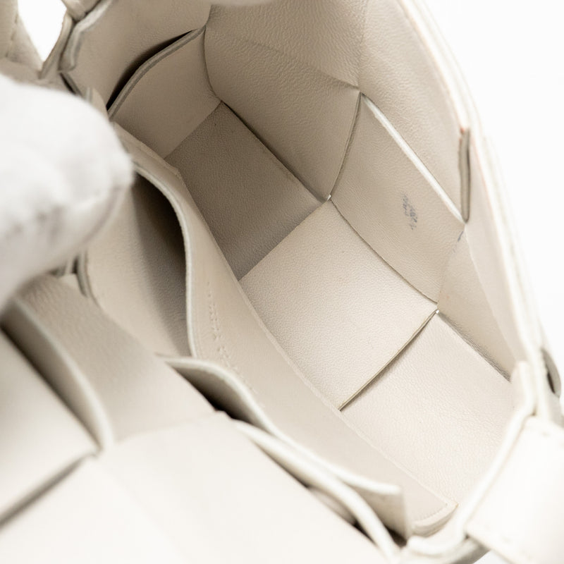 Bottega Veneta Intreccio Cassette Mini Bag Lambskin White
