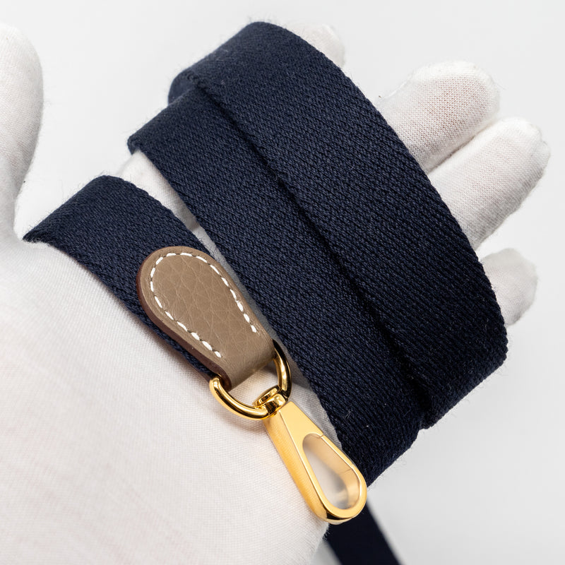 Hermes mini evelyn clemence etoupe/blue indigo GHW stamp U