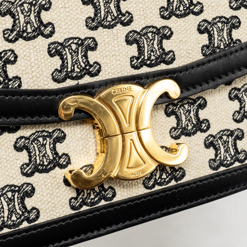 Celine Teen Triomphe Bag Triomphe Canvas/Calfskin Black/White GHW