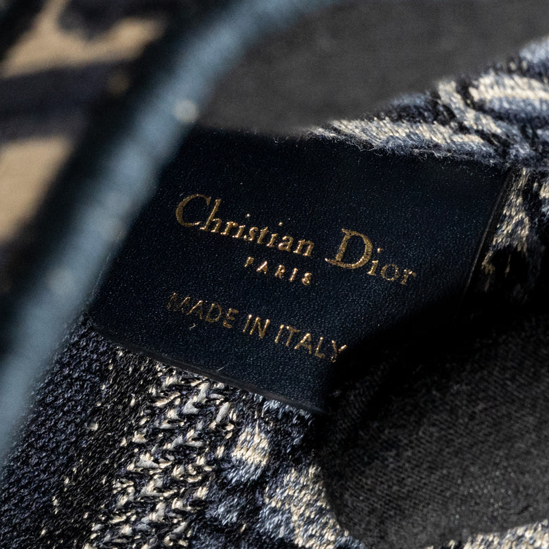 Dior Mini Book Tote Bag Blue Oblique Embriodery