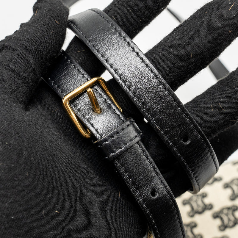 Celine Teen Triomphe Bag Triomphe Canvas/Calfskin Black/White GHW