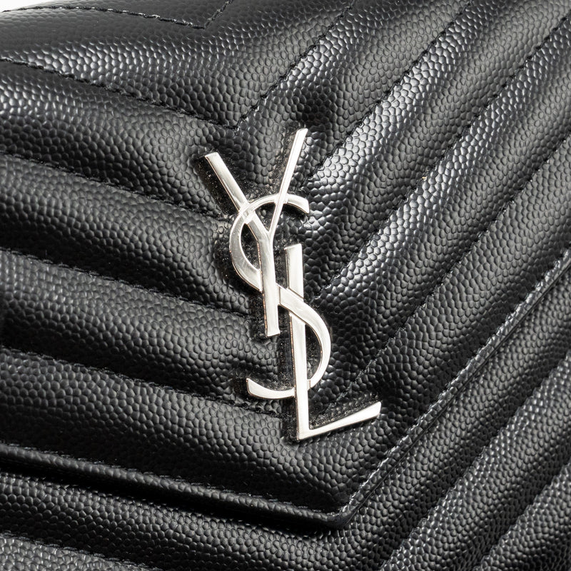 SAINT LAURENT/ YSL Envelope Chain Wallet Calfskin Black SHW