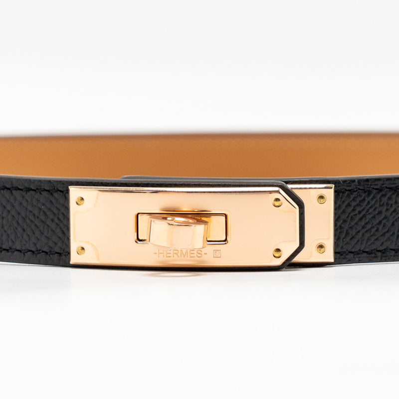 Hermes Kelly 18 Belt Epsom Black RGHW Stamp W
