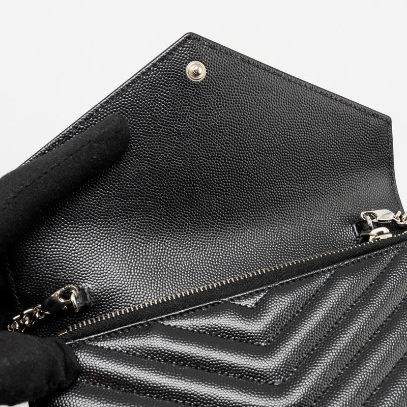 SAINT LAURENT/ YSL Envelope Chain Wallet Calfskin Black SHW