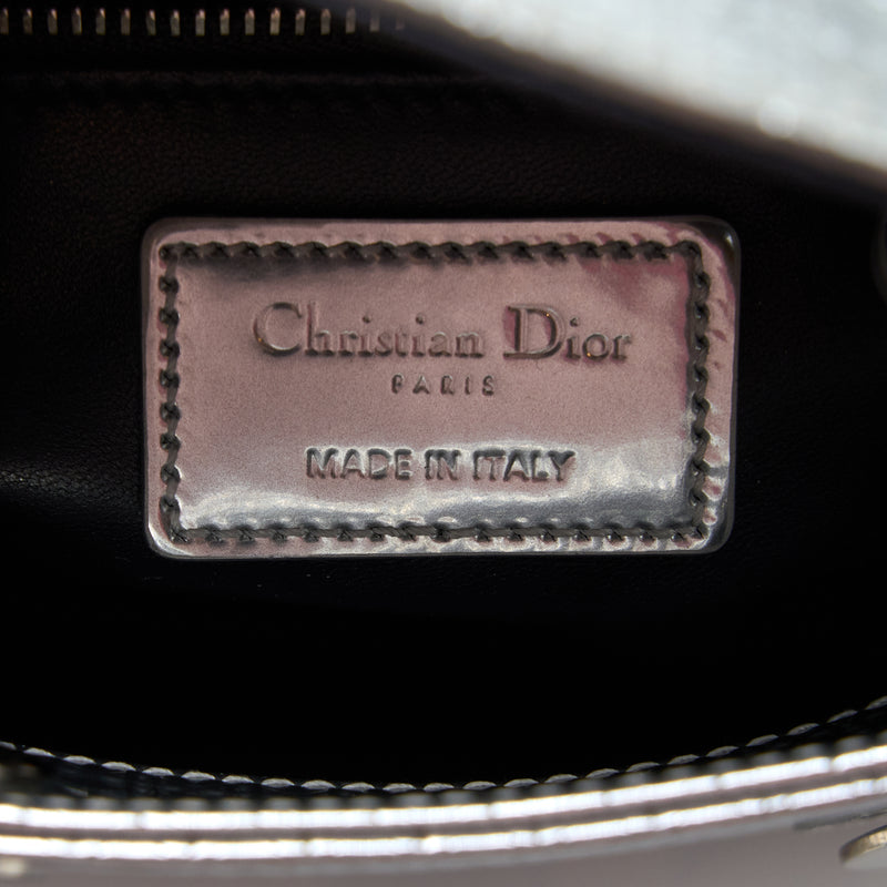 Dior Mini Lady Dior Patent Metallic Silver SHW