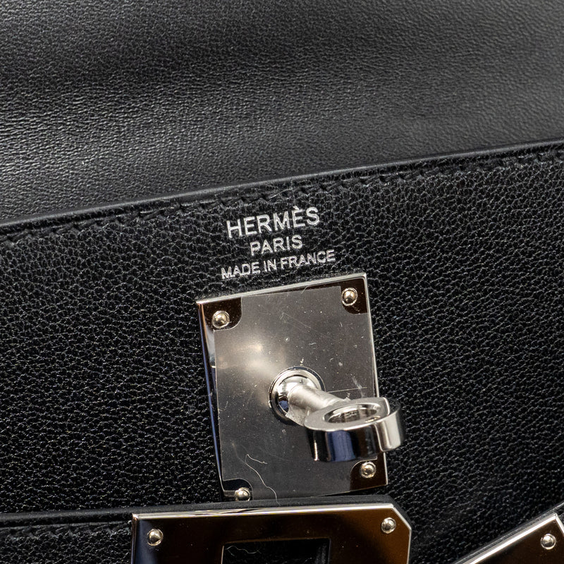 Hermes Kelly Elan Chèvre Chamkila Black SHW Stamp B