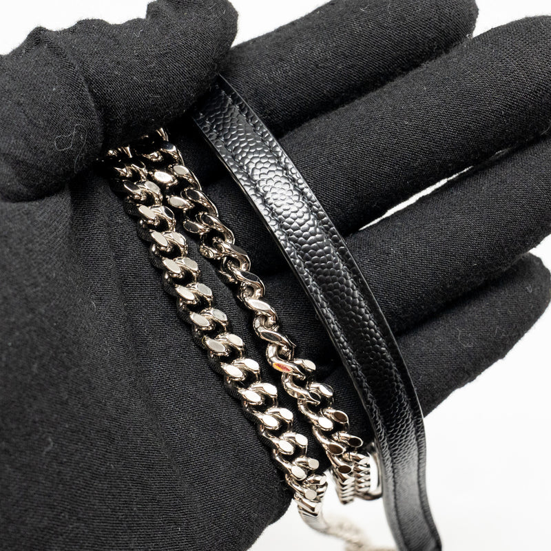 SAINT LAURENT/ YSL Envelope Chain Wallet Calfskin Black SHW