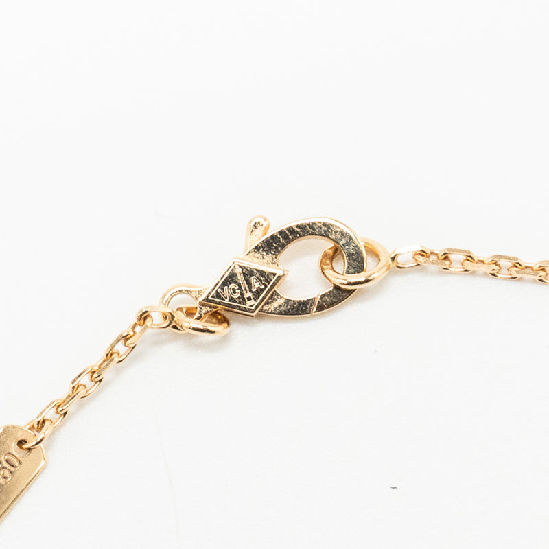 Van Cleef and Arpels 2021 holiday limited vintage Alhambra pendant, rose gold/diamond/rhodonite