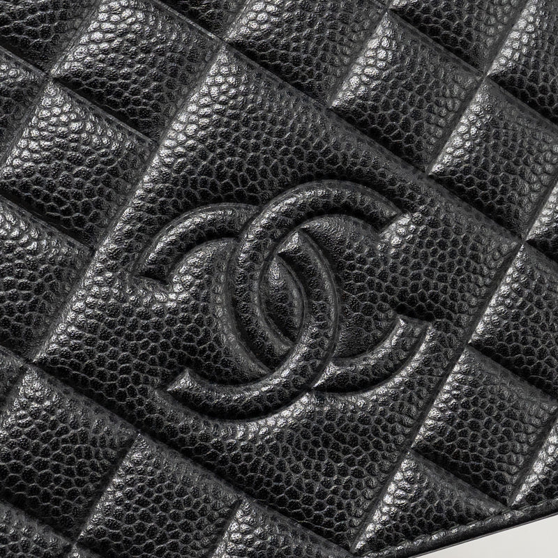 Chanel Quilted Diamond CC Logo Wallet On Chain Caviar Black SHW