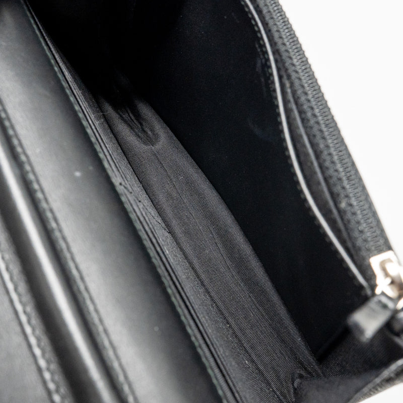 Chanel Quilted Diamond CC Logo Wallet On Chain Caviar Black SHW