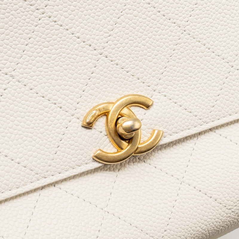 Chanel Chic Affinity Top Handle Flap Bag Caviar White GHW