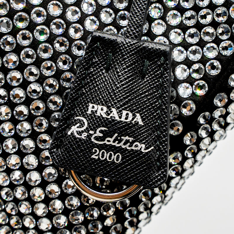 Prada Re-Edition 2000 Mini-Bag Satin/Crystal Black SHW