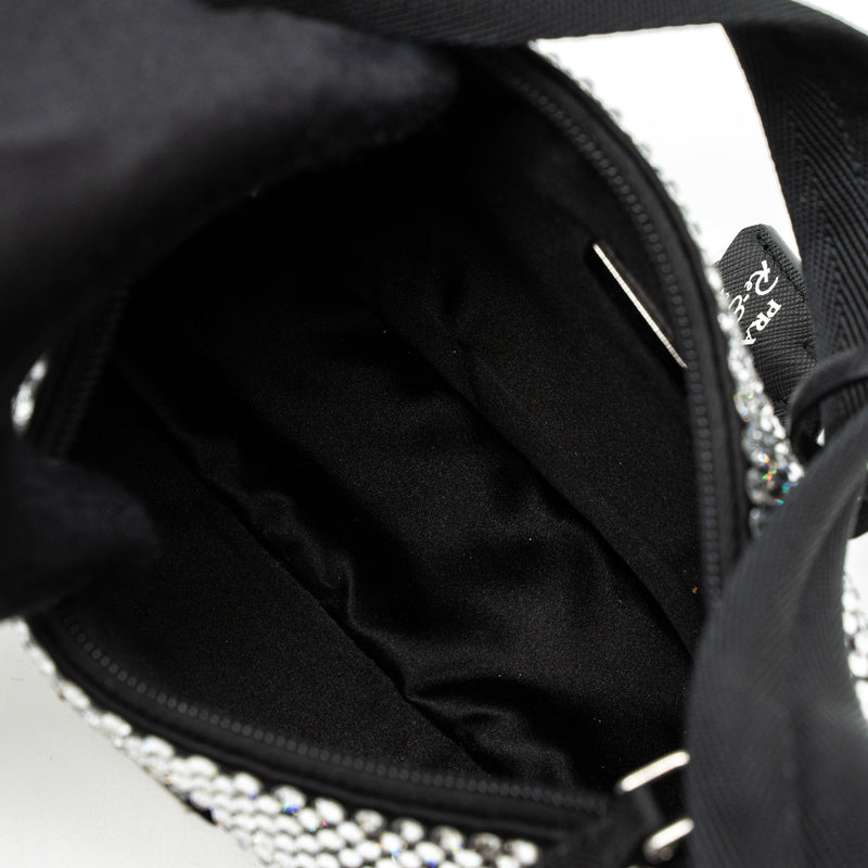 Prada Re-Edition 2000 Mini-Bag Satin/Crystal Black SHW