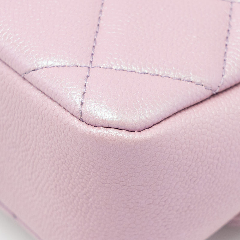 Chanel 21k My Perfect Mini Flap Bag Caviar Iridescent Pink GHW (microchip)