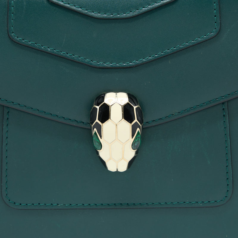 Bvlgari Top Handle Serpenti Bag Calfskin Green LGHW