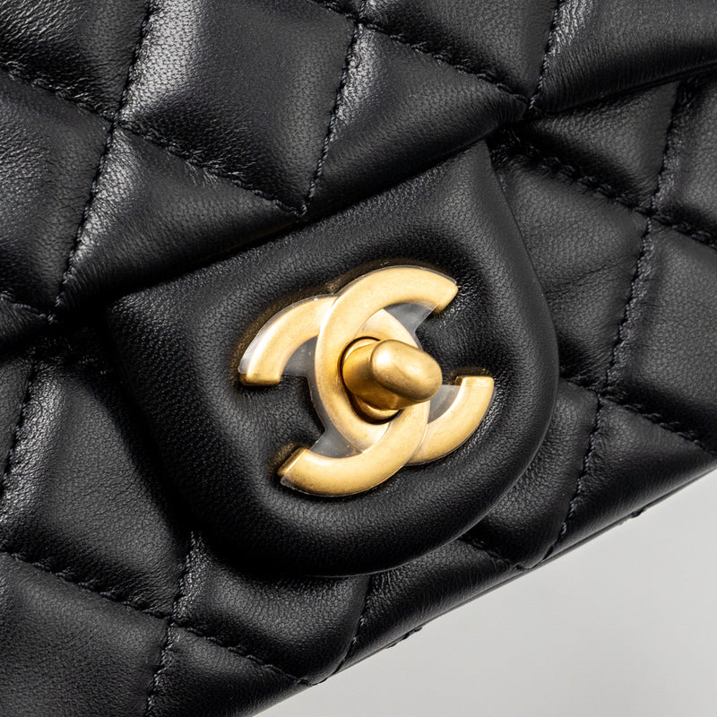 Chanel pearl crush mini square flap bag lambskin black GHW (microchip)