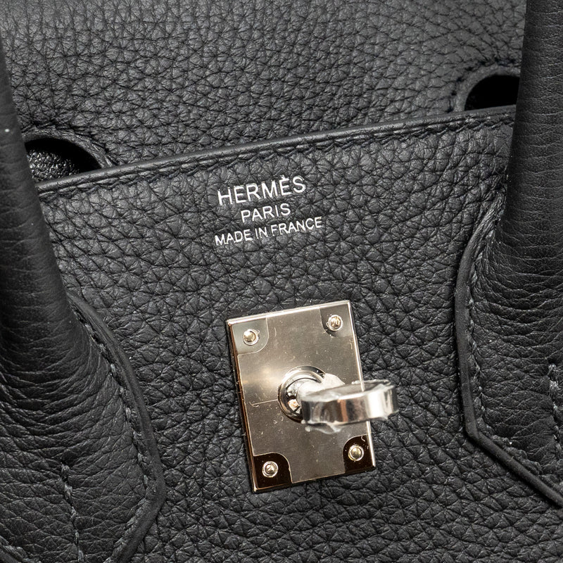 Hermes Birkin 25 Togo Black SHW Stamp U