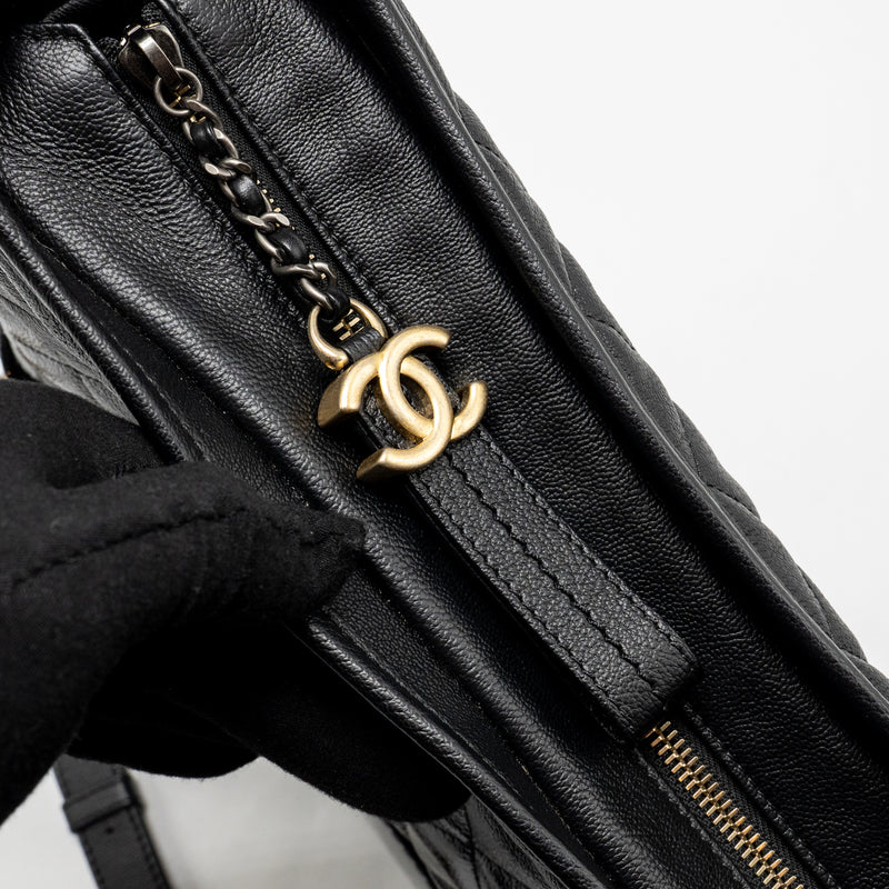 Chanel Large Gabrielle Hobo Bag Calfskin / Patent Black Multicolor Hardware
