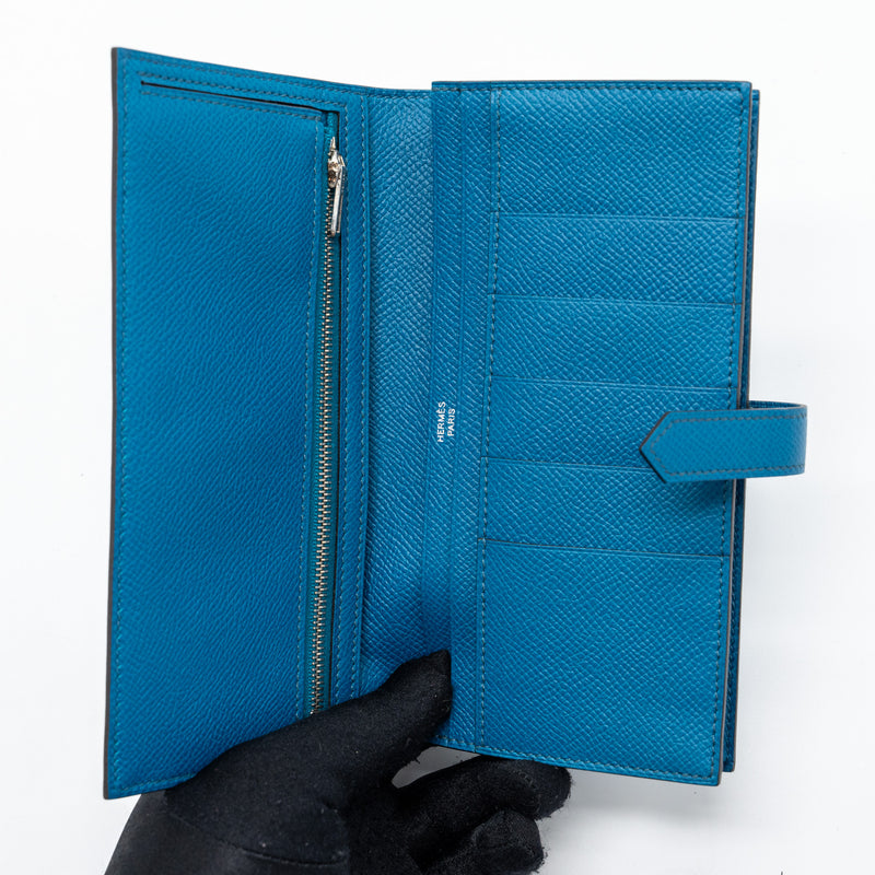 Hermes bearn wallet epsom blue SHW stamp T